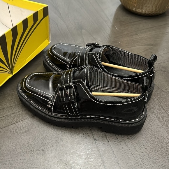 Circus by Sam Edelman Edelle Black Lugged-Sole Monk-Strap Slip On Loafers - Picture 6 of 8